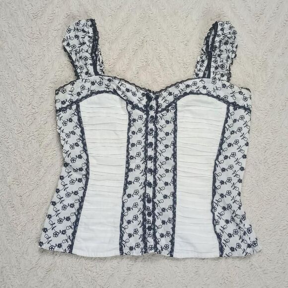 2B Bebe Tops - Y2K Bebe Silk Floral Embroidered Fairygoth Corset